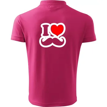 Pánská košile i love mustache - obrys - Polokošile pánská Pique Polo 203 - S ( Purpurová )