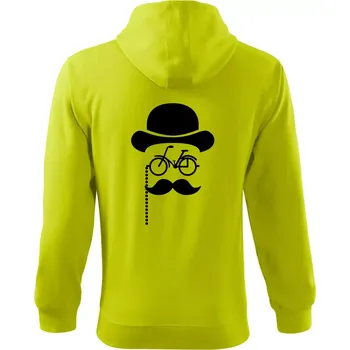 Pánská mikina Mustache kolo - Mikina s kapucí na zip trendy zipper - S ( Limetková )