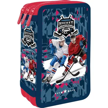 Penál Školní třípatrový penál bez výbavy Hockey