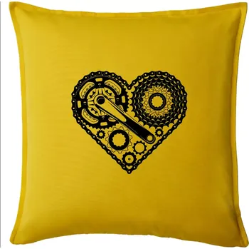 Polštář Srdce plné cyklo dílů - Polštář 50x50 - 50x50 - Pouze potah ( Žlutá )
