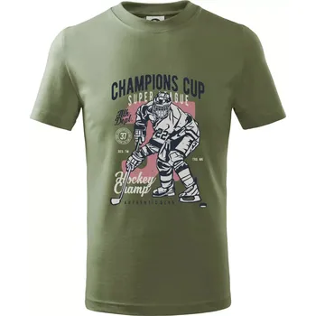 Champions Cup Hockey - Tričko dětské bavlněné - 146 cm/10 let ( Khaki )