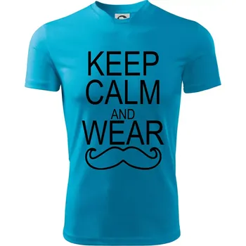 Chlapecké tričko Keep calm and wear mustache - Dětské triko sportovní (dresovina) - 146 cm/10 let ( Světlý tyrkys )