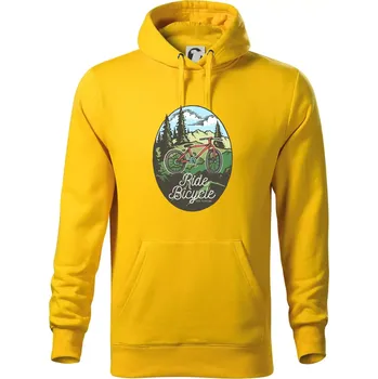 Pánská mikina Ride Bicycle Nature - Mikina pánská Cape s kapucí - XL ( Žlutá )