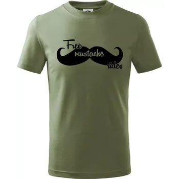 Free Mustache rides - Tričko dětské bavlněné - 104-110cm / 3-4 roky ( Khaki )