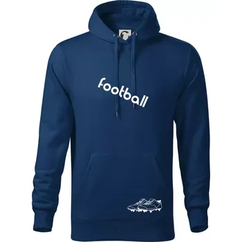 Pánská mikina FOOTBALL nápis šikmo - Mikina pánská Cape s kapucí - 5XL ( Půlnoční modrá )
