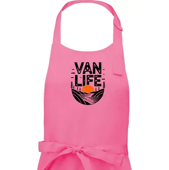 Kuchyňská zástěra Van life a Západ slunce - Dámská zástěra na vaření - Univerzální velikost ( Růžová )