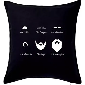 Polštář Mustache types of mustache - Polštář 50x50 - 50x50 - Pouze potah ( Černá )