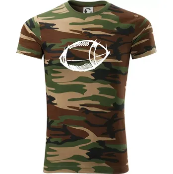 Pánské tričko Americký fotbal míč skica - Army CAMOUFLAGE - XL ( Hnědý maskáč )