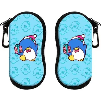 Pouzdro na brýle Modré pouzdro na brýle 17,9 x 8,5 cm s motivem tučňáka s dárkem Vánoční styl Zip a karabina na zavěšení