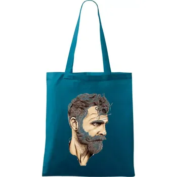 Mustache man - Taška bavlněná - 42 x 38 cm ( Petrolejová )