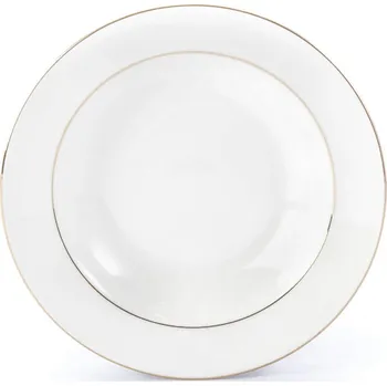 Talíř Porcelánový hluboký obědový talíř MARIAPAULA ECRU zlatý ČÁRA 23 cm