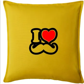 Polštář i love mustache - obrys - Polštář 50x50 - 50x50 - Pouze potah ( Žlutá )