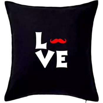 Polštář Love mustache - Polštář 50x50 - 50x50 - Pouze potah ( Černá )