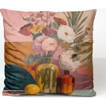 Sametové povlak na polštář 45x45 malovaný obraz květin 1