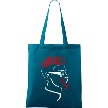 Nákupní taška Borec s upraveným vousem - Taška bavlněná - 42 x 38 cm ( Petrolejová )