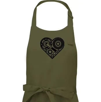 Kuchyňská zástěra Srdce plné cyklo dílů - Pánská zástěra na vaření - Univerzální velikost ( Khaki )