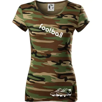 FOOTBALL nápis šikmo - Dámské maskáčové triko - 2XL ( Hnědý maskáč )