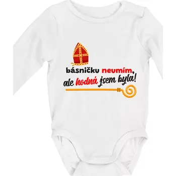Básničku neumím, ale hodná jsem byla - Body kojenecké s dlouhým rukávem - Dlouhý r. 3-6 měs ( Bílá )