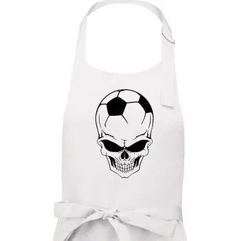 Kuchyňská zástěra Fotbal lebka míč - Pánská zástěra na vaření - Univerzální velikost ( Bílá )