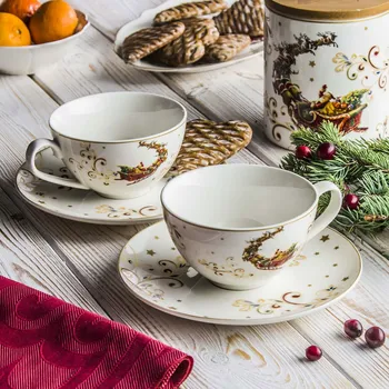 Porcelánové šálky na čaj a kávu s podšálkem 350 ml 2 ks.