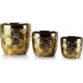 Obal na květináč Květináče / Keramické květináče MONDEX NEVA GOLD 3 ks.