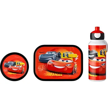 Svačinový box MEPAL Campus Cars 3 díly - svačinová krabička / svačinová krabička s kontejnerem na ovoce a lahví na pití