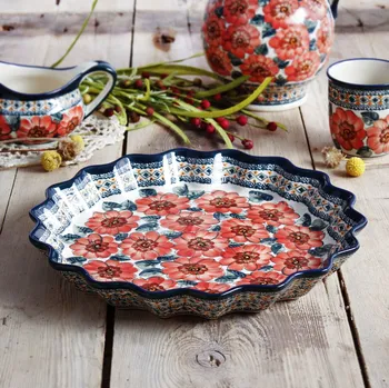 Forma na pečení BOLESŁAWIEC GU-1332 DEK. 124 ART. 32 cm - keramická koláčová forma na pečení