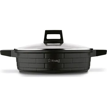 Pánev Nepřilnavá pánev se dvěma uchy a poklicí STARKE PRO BRICK MARBLE 28 cm