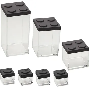 Dóza na potraviny OMADA BRICKSTORE HIGH akrylové dózy na potraviny ČERNÁ 7 ks.