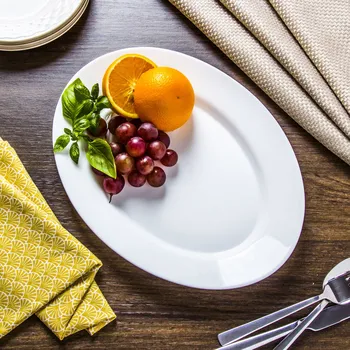 Skleněný talíř BORMIOLI ROCCO TOLEDO bílý 35,5 x 26 cm