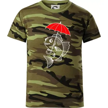 Chlapecké oblečení Ryba s deštníkem - Dětské maskáčové triko - 134 cm/8 let ( Zelený maskáč )