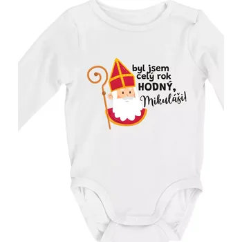 Byl jsem celý rok hodný, Mikuláši! - Body kojenecké s dlouhým rukávem - Dlouhý r. 3-6 měs ( Bílá )