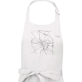 Kuchyňská zástěra Černobílá mapa Chrudim - Dámská zástěra na vaření - Univerzální velikost ( Bílá )