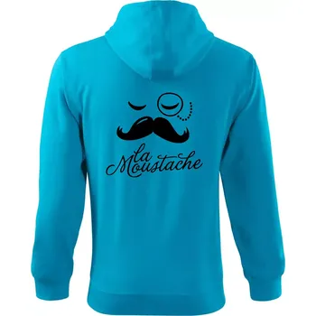 Pánská mikina La Mustache - Mikina s kapucí na zip trendy zipper - S ( Světlý tyrkys )