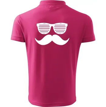 Pánská košile Mustache brýle - Polokošile pánská Pique Polo 203 - L ( Purpurová )