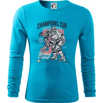 Pánská móda Champions Cup Hockey - Triko s dlouhým rukávem FIT-T long sleeve - S ( Světlý tyrkys )