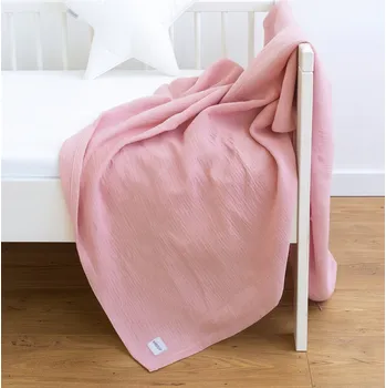 Prostěradlo MUŠELÍNOVÁ DEKA ZAVINOVAČKA 95 x 95 cm Mušelín bavlna 100% Růžová