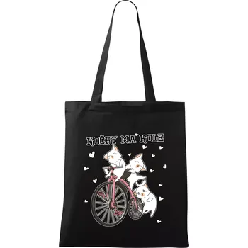 Nákupní taška Kočky na kole - Taška bavlněná - 42 x 38 cm ( Černá )