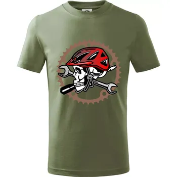 Lebka biker opravář - Tričko dětské bavlněné - 104-110cm / 3-4 roky ( Khaki )