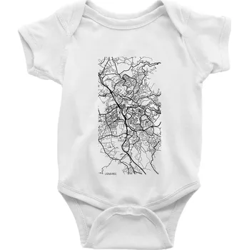 Kojenecký body Černobílá mapa Liberec - Body kojenecké s krátkým rukávem - Krátký r. 12-18 měs ( Bílá )