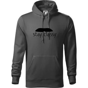 Pánská mikina Stay Classy - mustache - Mikina pánská Cape s kapucí - 5XL ( Ocelově šedá )