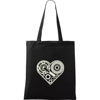 Nákupní taška Srdce plné cyklo dílů - Taška bavlněná - 42 x 38 cm ( Černá )