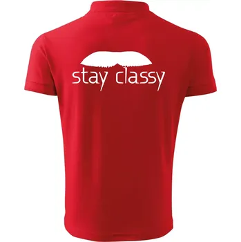 Pánská košile Stay Classy - mustache - Polokošile pánská Pique Polo 203 - 5XL ( Červená )