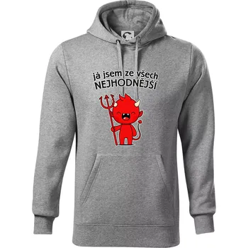 Pánská mikina Já jsem ze všech nejhodnější - Mikina pánská Cape s kapucí - 5XL ( Tmavě šedý melír )