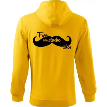 Pánská mikina Free Mustache rides - Mikina s kapucí na zip trendy zipper - 2XL ( Žlutá )