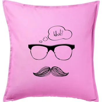 Polštář Mustache what? - Polštář 50x50 - 50x50 - Pouze potah ( Růžová )