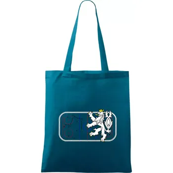 Lev na hrací ploše - Taška bavlněná - 42 x 38 cm ( Petrolejová )