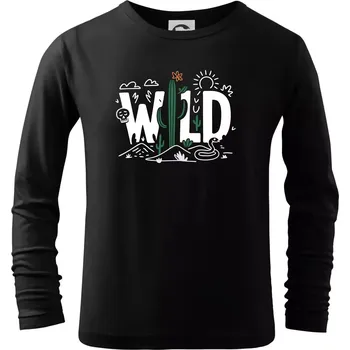 Chlapecké tričko Wild - kaktusy - Triko dětské Long Sleeve - 122 cm/6 let ( Černá )