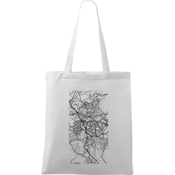 Černobílá mapa Liberec - Taška bavlněná - 42 x 38 cm ( Bílá )