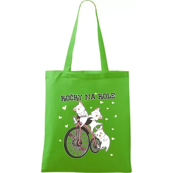 Kočky na kole - Taška bavlněná - 42 x 38 cm ( Apple Green )